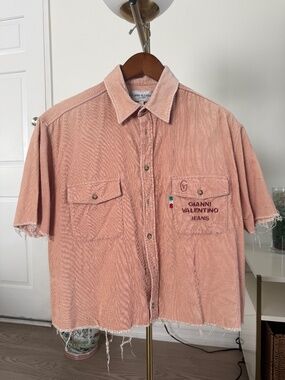 Vintage Gianni Valentino Jeans Cropped Corduroy Shirt Large